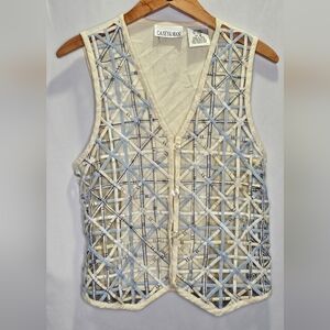 Vintage 90s Lattice Weave Cutout Cotton/ Linen Vest
